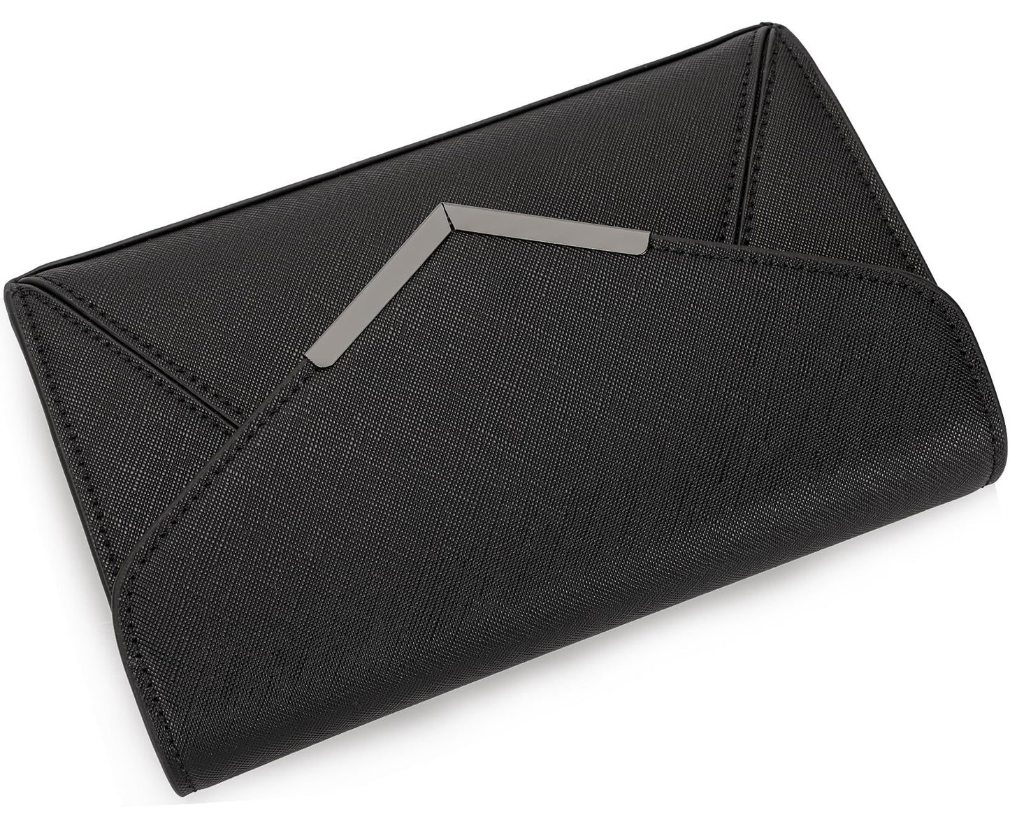 DEXMAY Women Envelope Clutch Faux Saffiano Leather Evening Handbag Foldover Clutch Bag Formal Dressy Purse Black