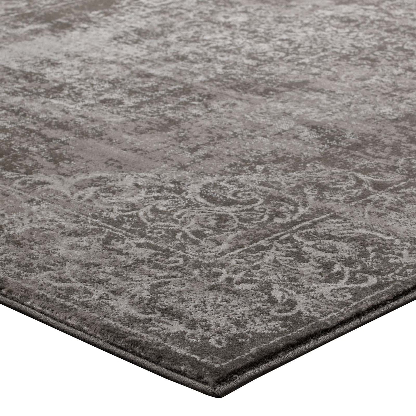 Modway Gamela Rustic Vintage Ornate Floral Medallion 5x8 Area Rug In Antique Light and Dark Brown