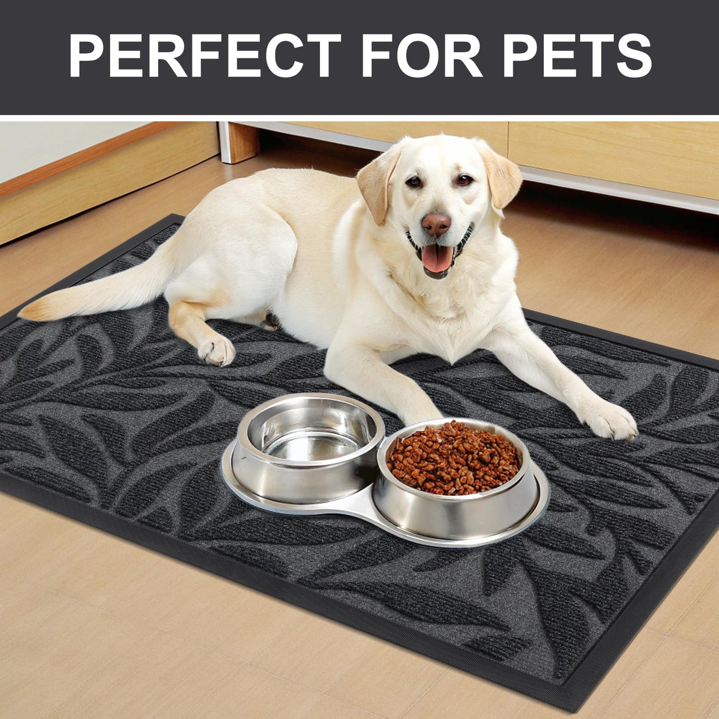 Smiry Front Door Mat Indoor Outdoor Entrance, Heavy Duty Natural Rubber, Trap Dirt and Moisture, Non-Slip Doormats, Low Profile, Easy Clean Patio Porch Entryway Mat, 29.5x17, Grey