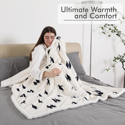 Heated Throw Blanket, Electric Blanket Throw with 5 Heating Levels & 4 Hours Auto Off, Super Soft Flannel Sherpa Fast Heating Blanket with ETL Certified for Bedding, 50"x60", Cream White