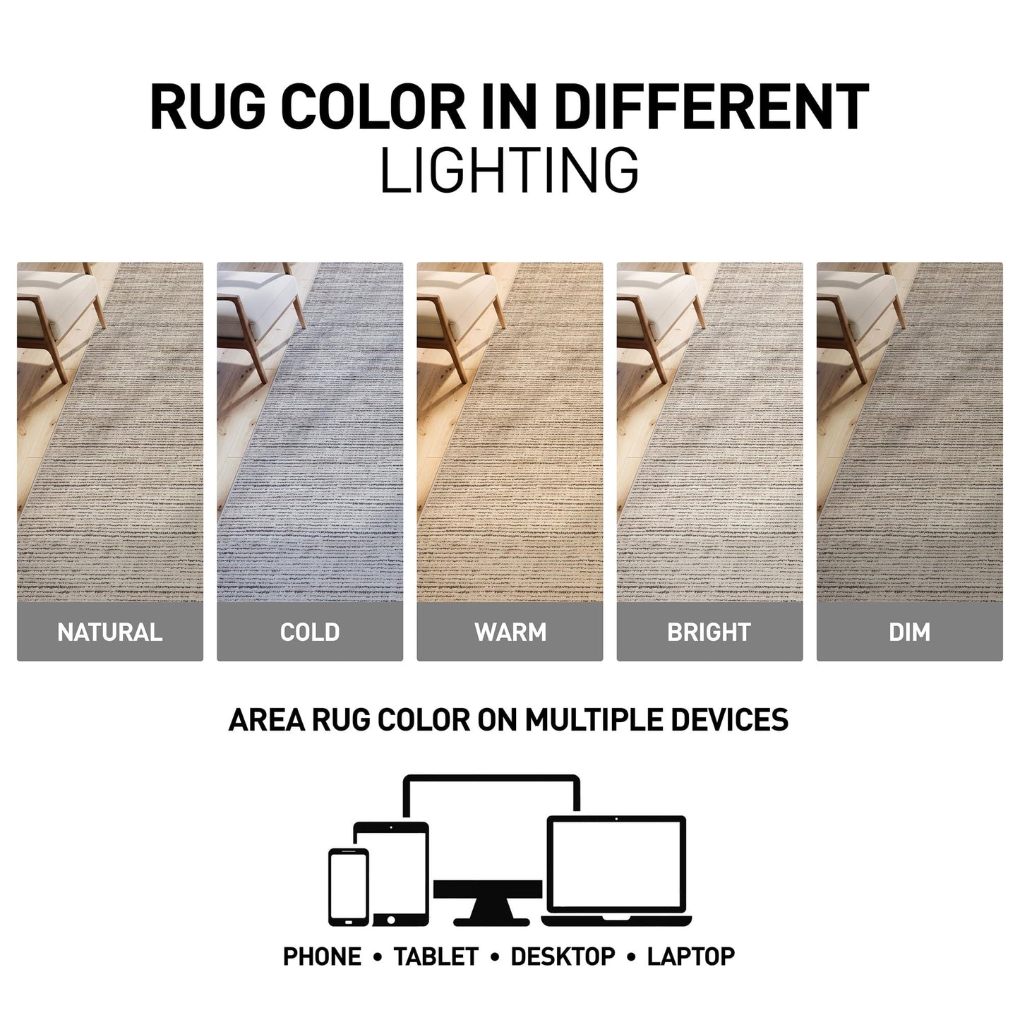 Rugshop Textured High-Low Indoor Area Rug, Neutral Stripe Design, Jute Backing, Living Room Bedroom Kitchen Rug, Easy-Care Spot Clean, 5' x 7' Beige/Gray