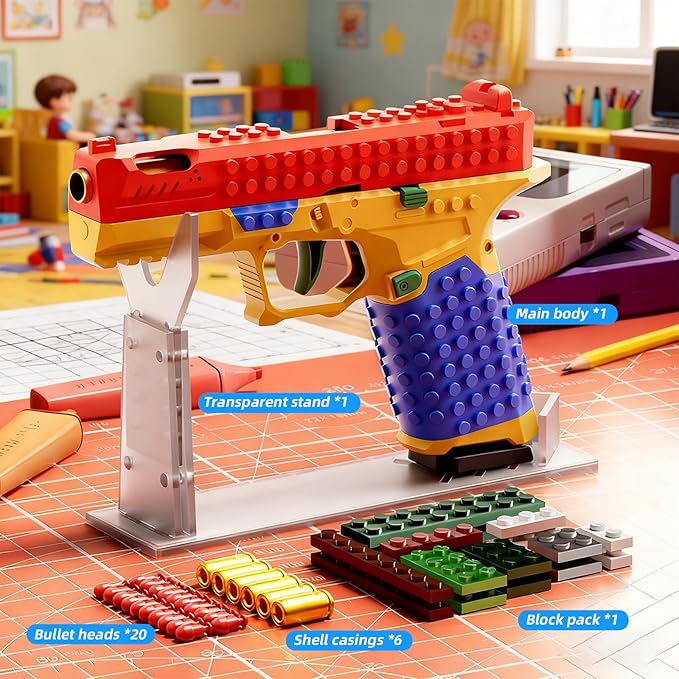 Tactical DIY Building Block Handle SetFun Building Block Kit with Display Stand for AdultsFun Assembly Toy with Reusable Parts