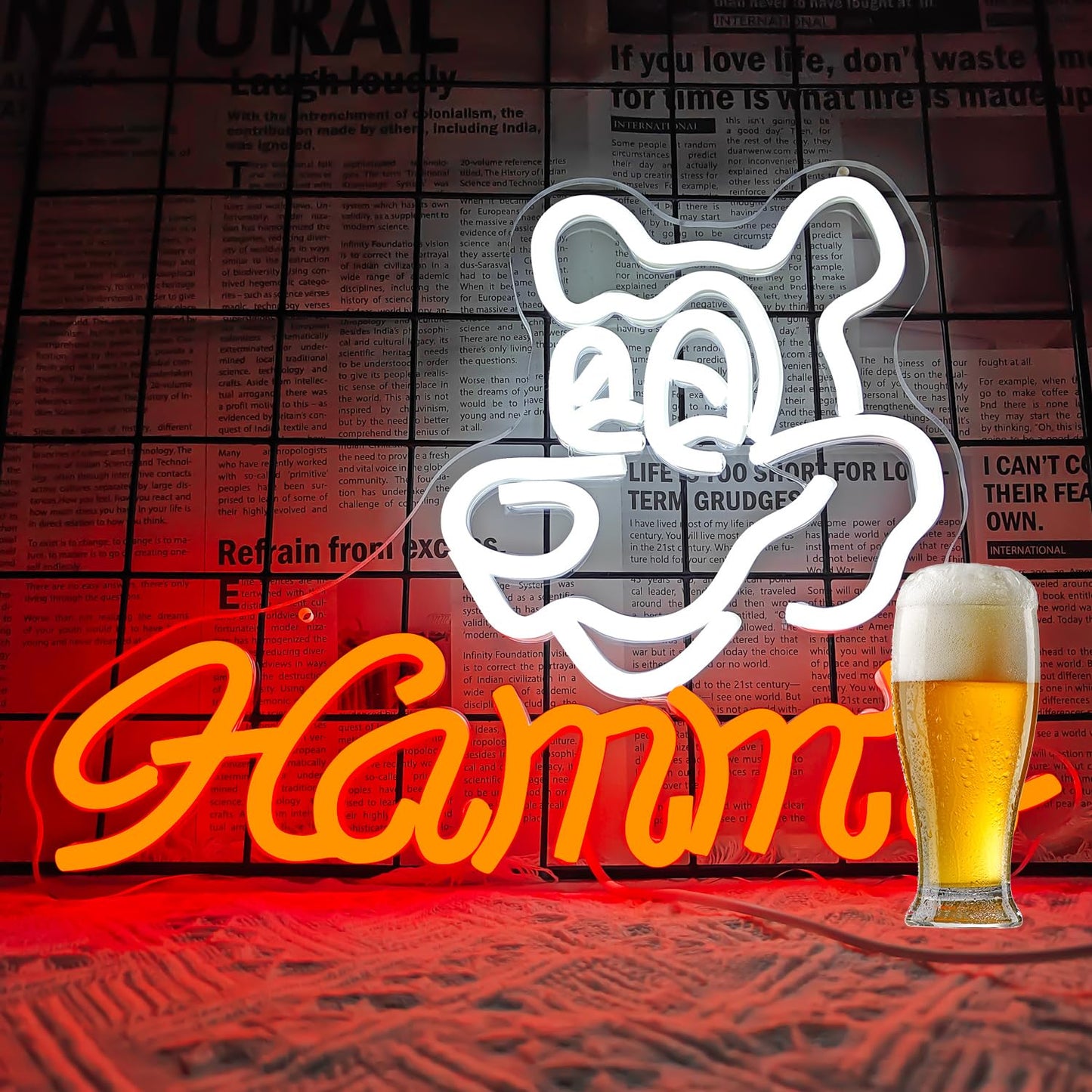 JooeTuu Hamms Beer Bear Neon Sign for Wall Decor Dimmable Hamm's Beer Light Neon Sign Led Bear Neon Light Signs for Beer Pub Club Home Bar, Man Cave