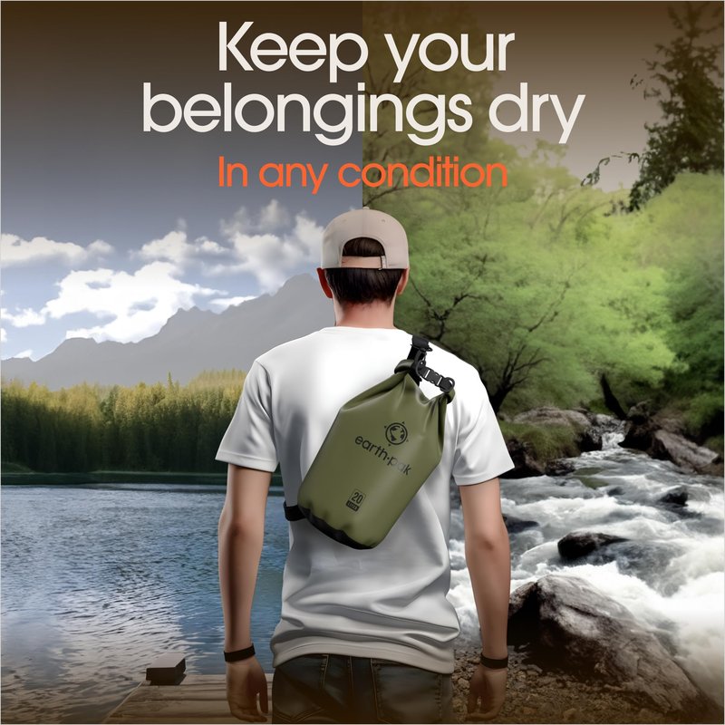 Earth Pak Waterproof Dry Bag - Roll Top Waterproof Backpack Sack Keeps Gear Dry for Kayaking, Beach, Rafting, Boating, Hiking, Camping and Fishing with Waterproof Phone Case (Camo, 10L)