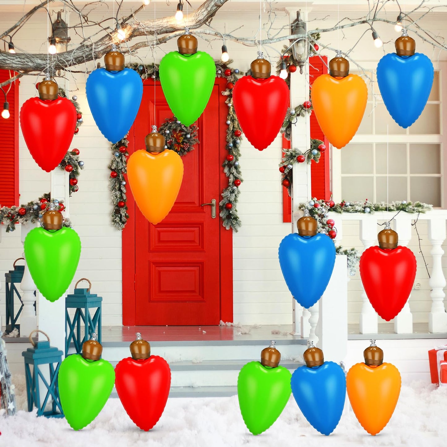 Vertintong 24 Pcs 10 Inch Inflatable Christmas Light Bulbs Ornaments Inflatable Christmas Ball Decorations Xmas Large Blow up Light Bulb Outdoor Indoor for Yard Lawn Tree Hanging Porch Garden Home