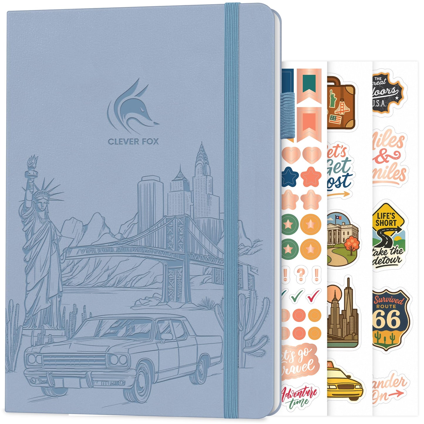 Clever Fox U.S. Travel Planner – USA 50 States Travel Journal with Bucket Lists, Trip Itinerary, Trip Budget & Expense Tracker, Hardcover Exploring United States Book (Periwinkle)