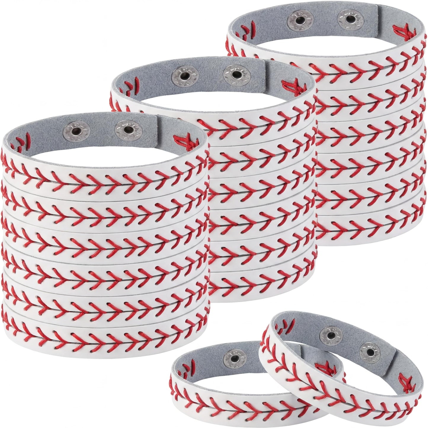 Retrowavy Genuine Leather Baseball Bracelet Baseball Party Favors Gifts Sport Wristbands Team Theme Birthday Gift for Teens(20 Pcs)