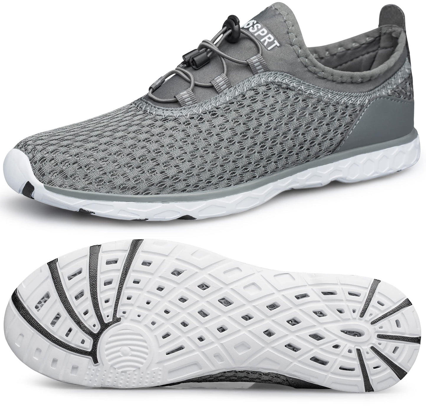 DOUSSPRT Men's Water Shoes Quick Drying Sports Aqua Shoes Dark Grey Size 11
