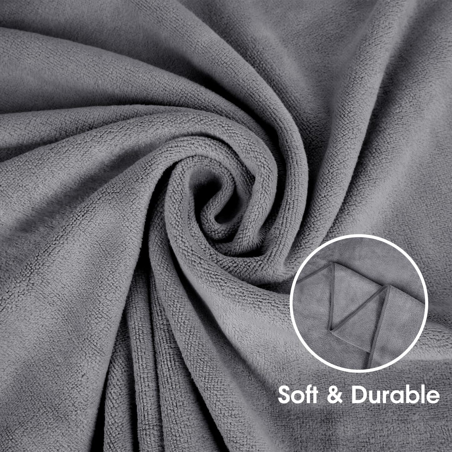 JML Microfiber Bath Towel 2 Pack(30" x 60"), Oversized Thick Towels, Soft, Super Absorbent and Fast Drying, No Fading Multipurpose Use for Sports, Travel, Fitness, Yoga, 30 in 60 in, Grey Count