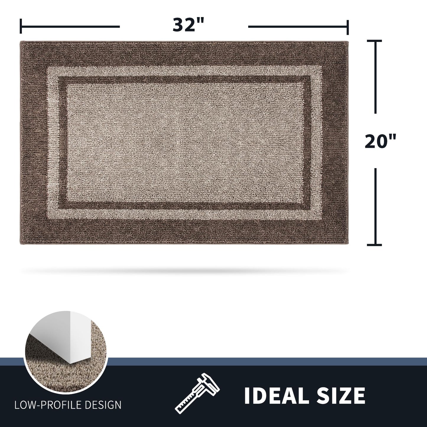 PURRUGS Dirt Trapping Door Mat 20" x 32", Non-Slip Machine Washable Entryway Rug, Entrance Mat, Indoor Front Door Mat, Super Absorbent Entry Rug for Muddy Shoes & Paws, Beige & Grayish Brown