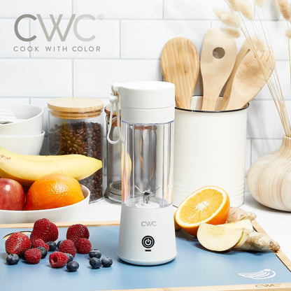 COOK WITH COLOR Mini Portable Blender - 250W Power, 12oz Capacity, Stainless Steel Blade, Wireless/USB Rechargeable, Grey