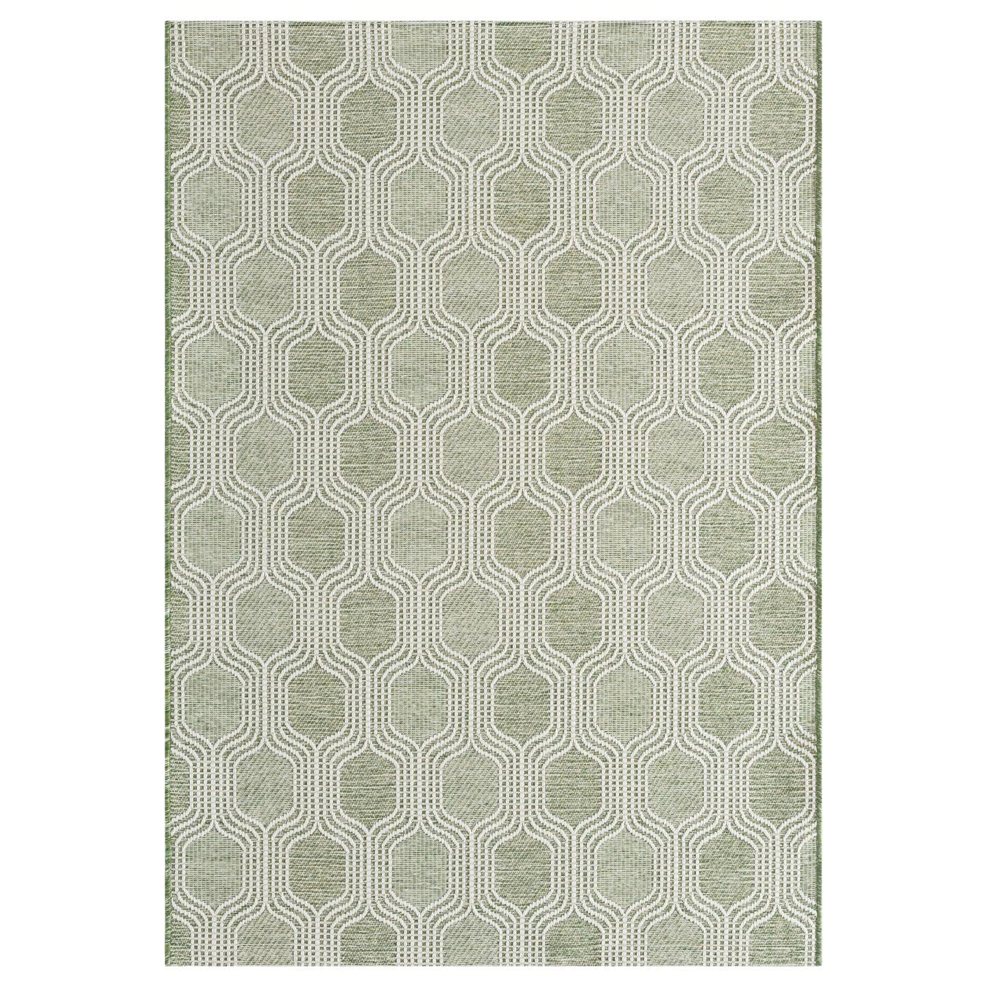 LUXE WEAVERS Moroccan Geometric Trellis Green 5x7 Area Rug, Outdoor Low Pile Carpet