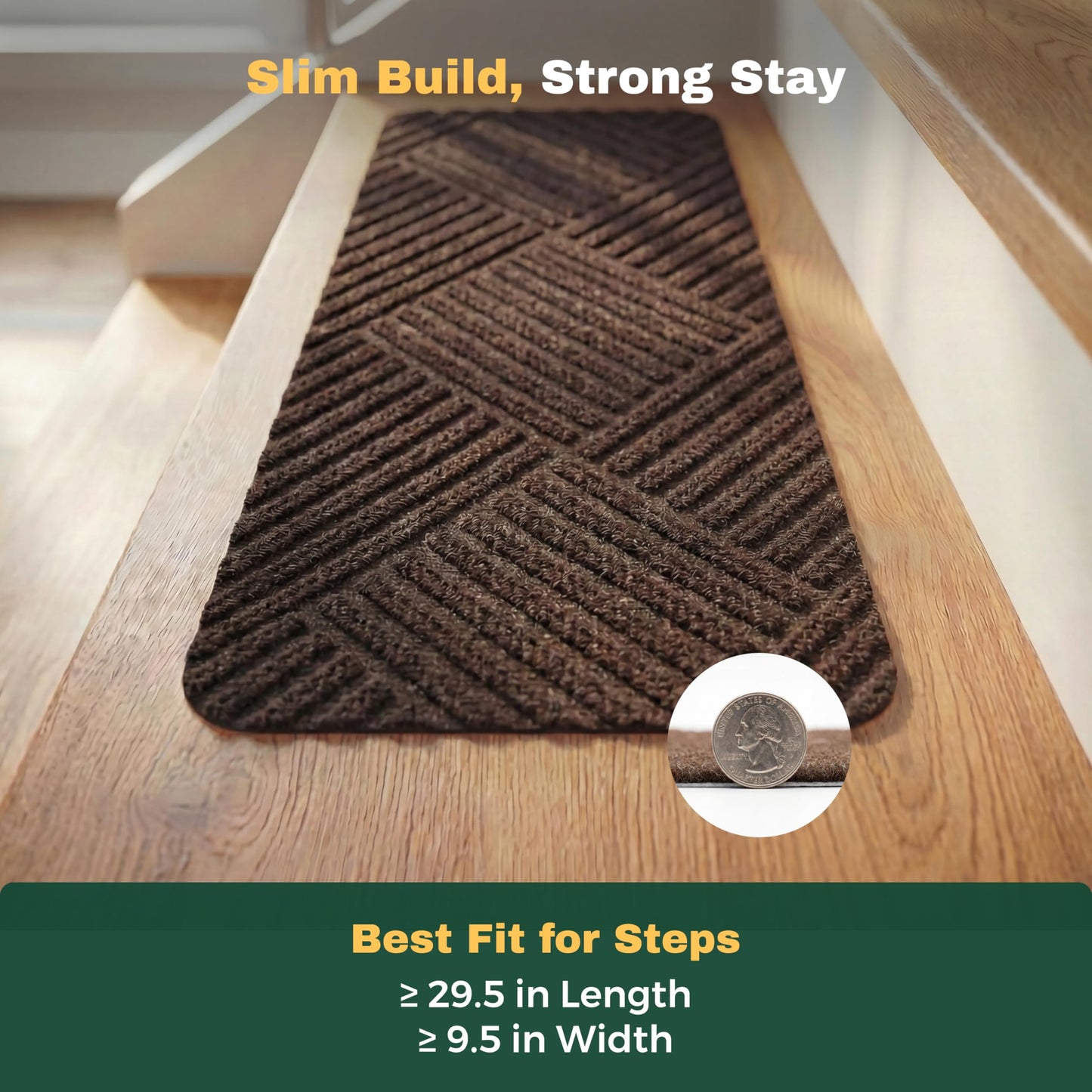MBIGM 8 X 30inches, 15 in Pack, Non-Slip Carpet Stair Treads Non-Skid Safety Rug Slip Resistant Indoor Runner for Kids Elders and Pets with Reusable Adhesive, Brown Weave