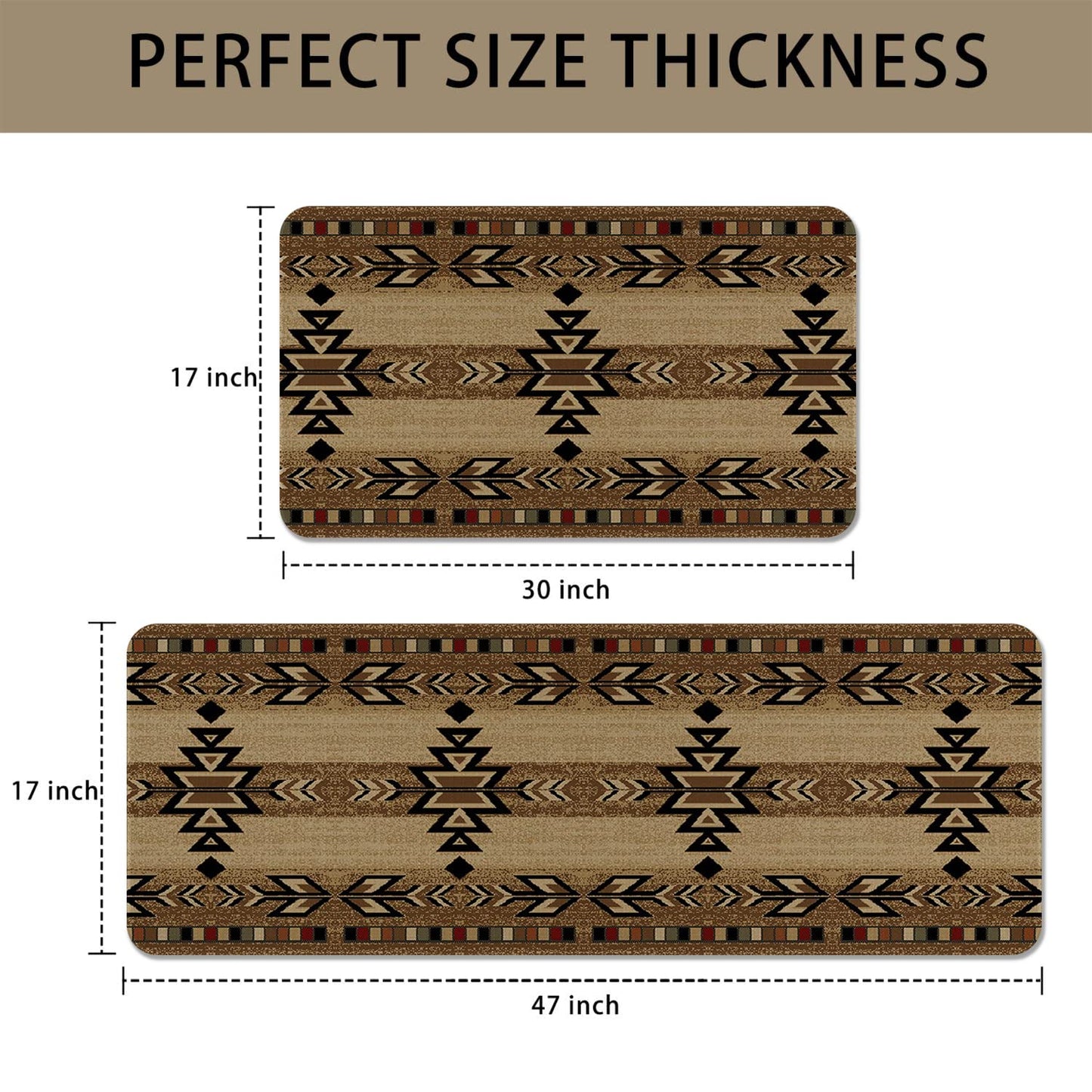 Eikunn Western Kitchen Rugs and Mats Set of 2,Boho Farmhouse Rustic Country Kitchen Mat for Floor, Non Skid Waterproof Kitchen Sink Mats Western Room Decor Doormat+Runner Rug