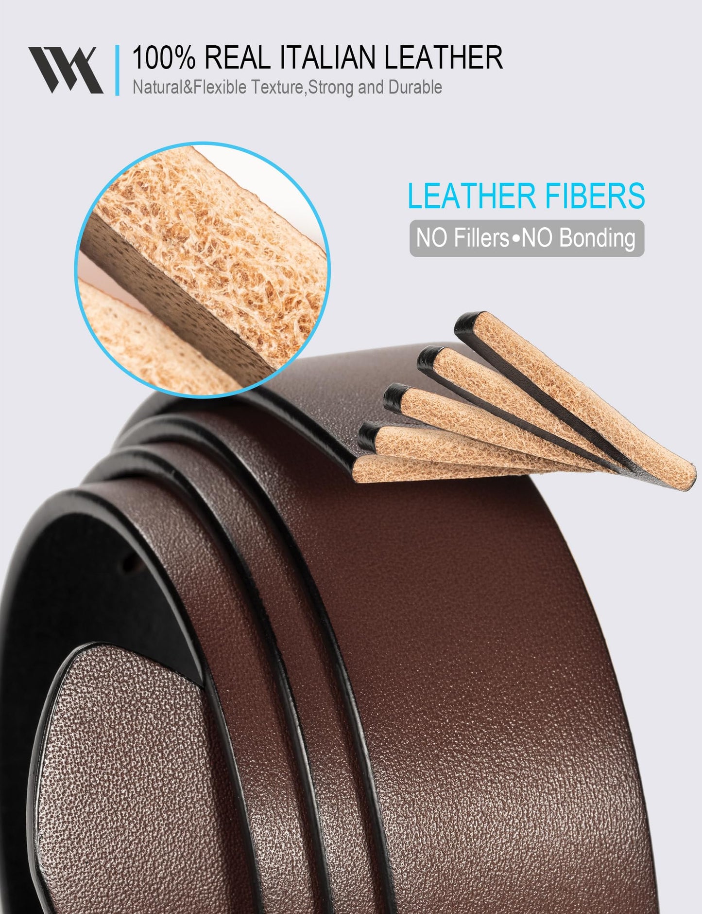 WOLFANT Two-in-One Reversible Leather Belt,100% Italian Full Grain Real Solid Leather Dress Casual Belt