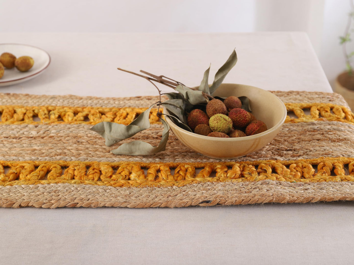 Madhu International Natural Jute Oval Table Runner 13x36 Inch – Handwoven Boho Burlap Rug for Dining Table, Rustic Farmhouse Kitchen Decor, Eco-Friendly Coffee Table Accent & Wedding Decor