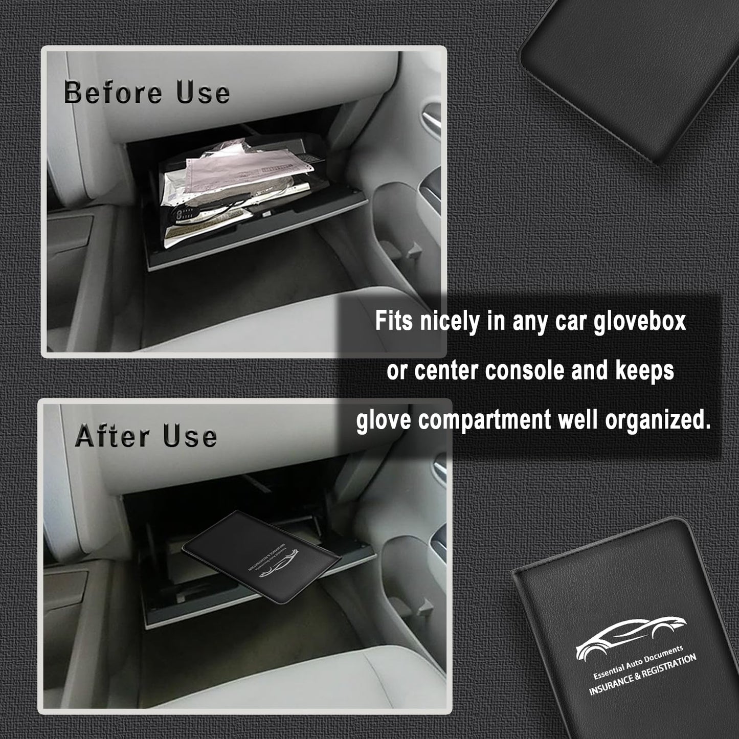Giftguys Car Insurance and Registration Card Holder | for BMW Ford Tesla Cadillac All Cars | Store Cards, ID License & Essential Documents | Premium Leather with Magnetic Closure