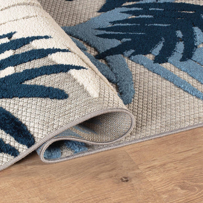 Rugshop Navy Lucca Contemporary Floral Indoor/Outdoor Area Rug Durable Polypropylene, Weather Resistant, Easy to Clean for Backyard, Deck and Outdoor Lounge 8'8" x 12'