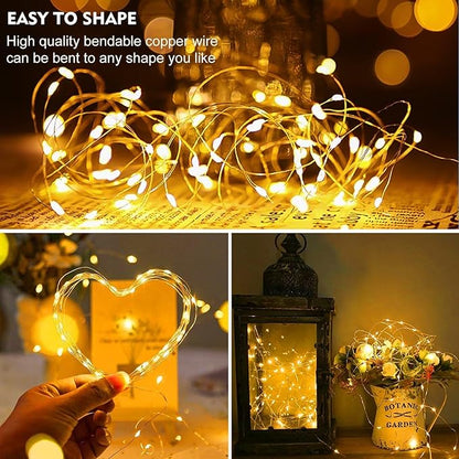 pozzolanas 24 Pack Warm White Fairy Lights Battery Operated 3 Modes 7FT 20 LED Waterproof String Lights Twinkle Silver Wire for Mason Jars Wedding Christmas Halloween Party Decor (24, Warm White)