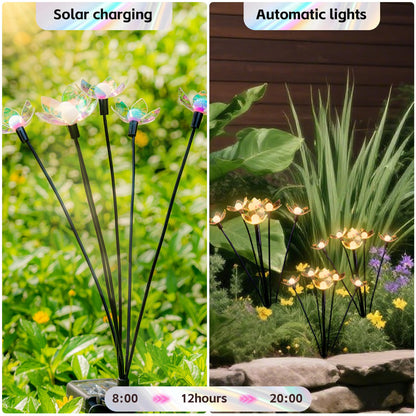 SRNPMIU Solar Lights Outdoor, Solar Firefly Swaying Light with Flower, Garden Decor Lights, IP65 Waterproof, 2 Lighting Modes, Yard Patio Pathway Decoration, Gifts for Women, Grandma (4Pack 24LED)