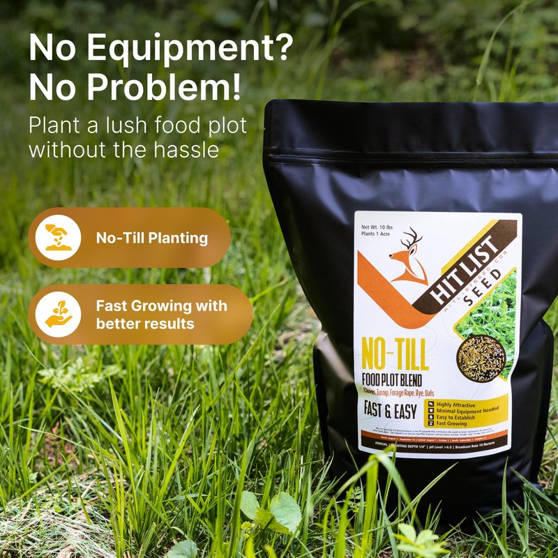 Hit List Seed No Till Food Plot Seeds for Deer [Annual Mix] – Throw and Grow Food Mix – Deer Seed Blend with Clover, Rye, Turnip, Brassica, Oats – No Plow Planting – 5 lbs