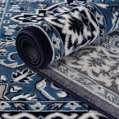 Superior Indoor Runner Rug, Plush Carpet Cover, Traditional Oriental Medallion, Perfect for Hallway, Entryway, Living Room, Dining, Bedroom, Office, Kitchen, Glendale Collection, 2'7"x10', Blue