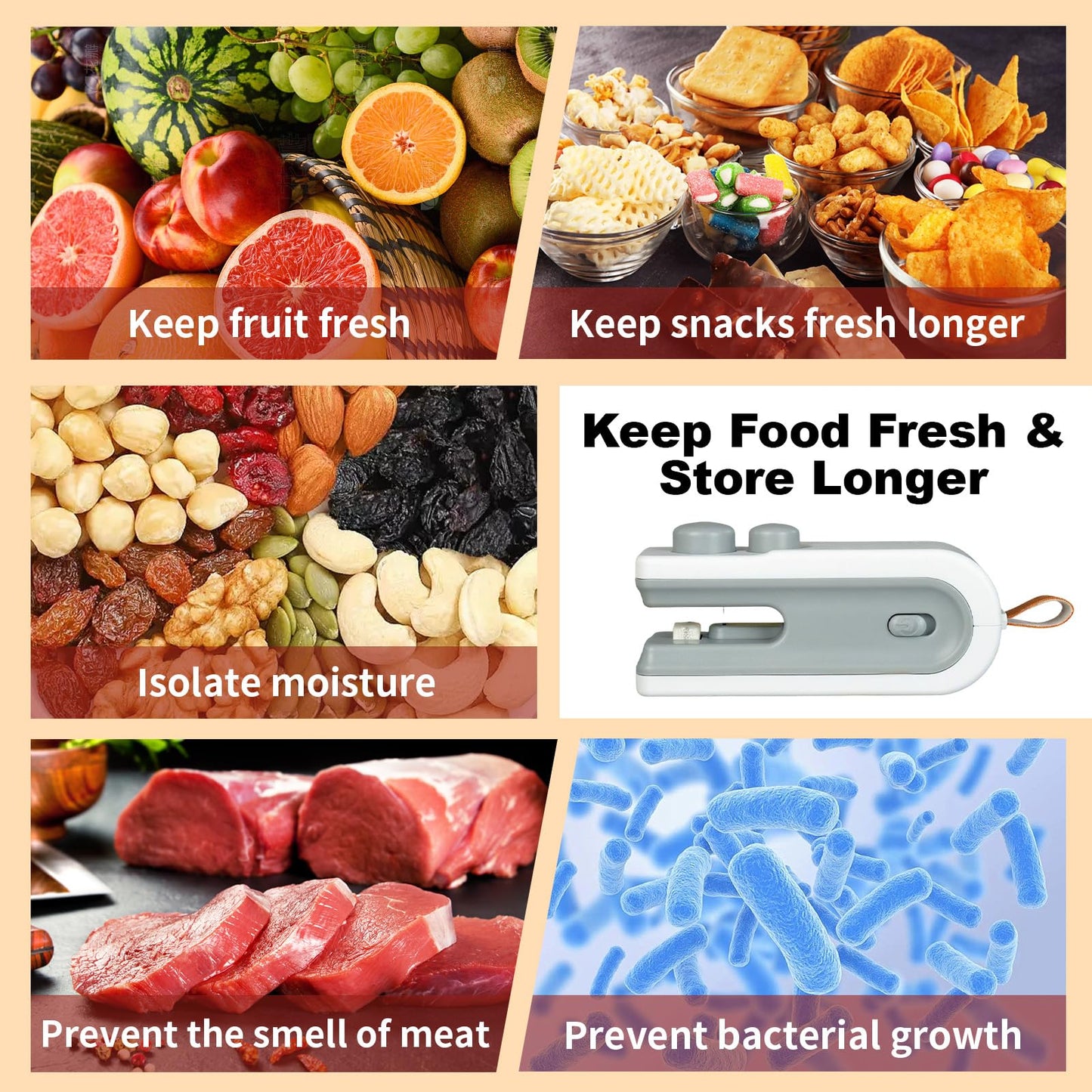 2Pcs Mini Bag Sealer, 2026 New 2 in 1 Magnetic Food Sealer with Cutter and Magnet, USB Rechargeable Chip Bag Sealer Heat Seal Tool, for Snacks, Chips, Food Freshness Storage (White + Blue)