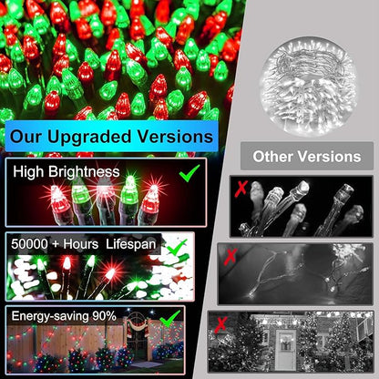 1500 LED 470FT Christmas Lights Outdoor,12 Lighting Modes Christmas String Lights with Timer, Dimmable Red & Green LED StringLights Waterproof for Yard Tree Wedding Party Holiday Red & Green
