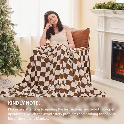 Homemate Electric Blanket Heated Throw - 50“x60“ Ultra Soft Cozy Flannel Heating Blanket with 10 Fast Heat Levels 8 Hours Auto Off Over-Heated Protection ETL Certification Keep Warm in Home Office