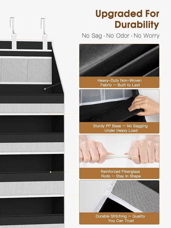 Criusia 2 Pack Over the Door Organizer, Heavy-Duty 6-Shelf Hanging Storage