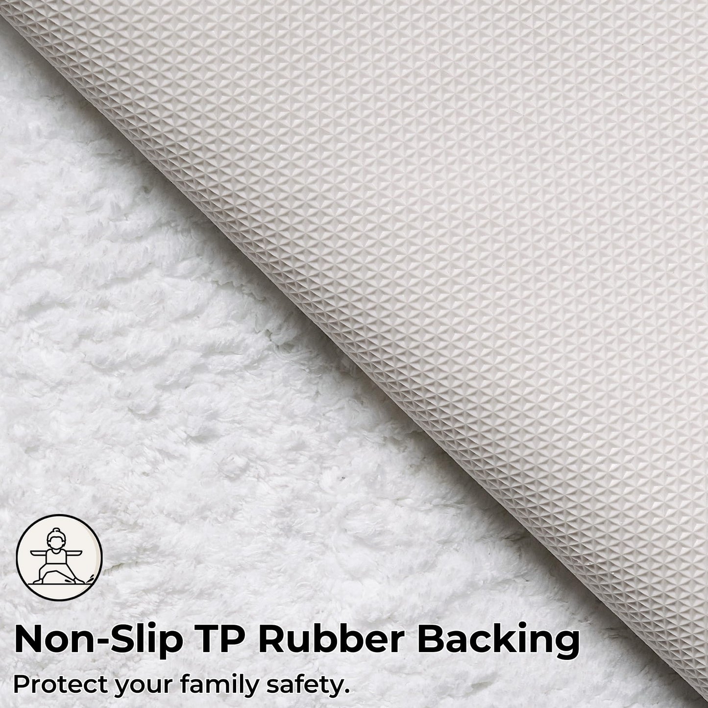 GRANNY SAYS Bathroom Toilet Rugs U Shaped, Bath Mats for Bath, Bathroom Rugs Non Slip Washable, Absorbent Microfiber Toilet Mat, Soft Plush Shaggy Bath Carpet, 20" x 24", White