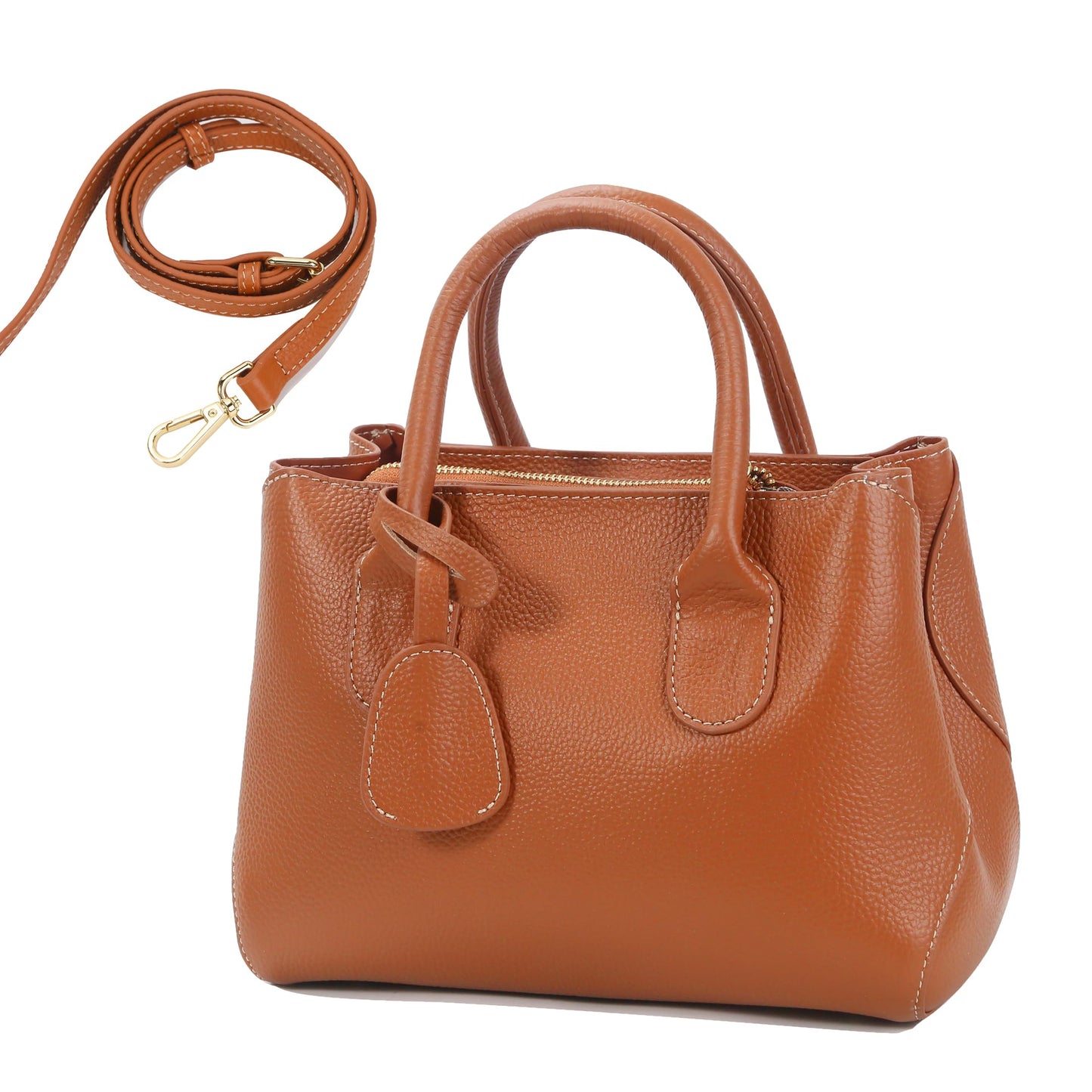 Genuine Leather Medium Tote Bag for Women – Vintage Office Style, Hand-Held/Crossbody Shoulder Bag, Fits 7.9" Tablet