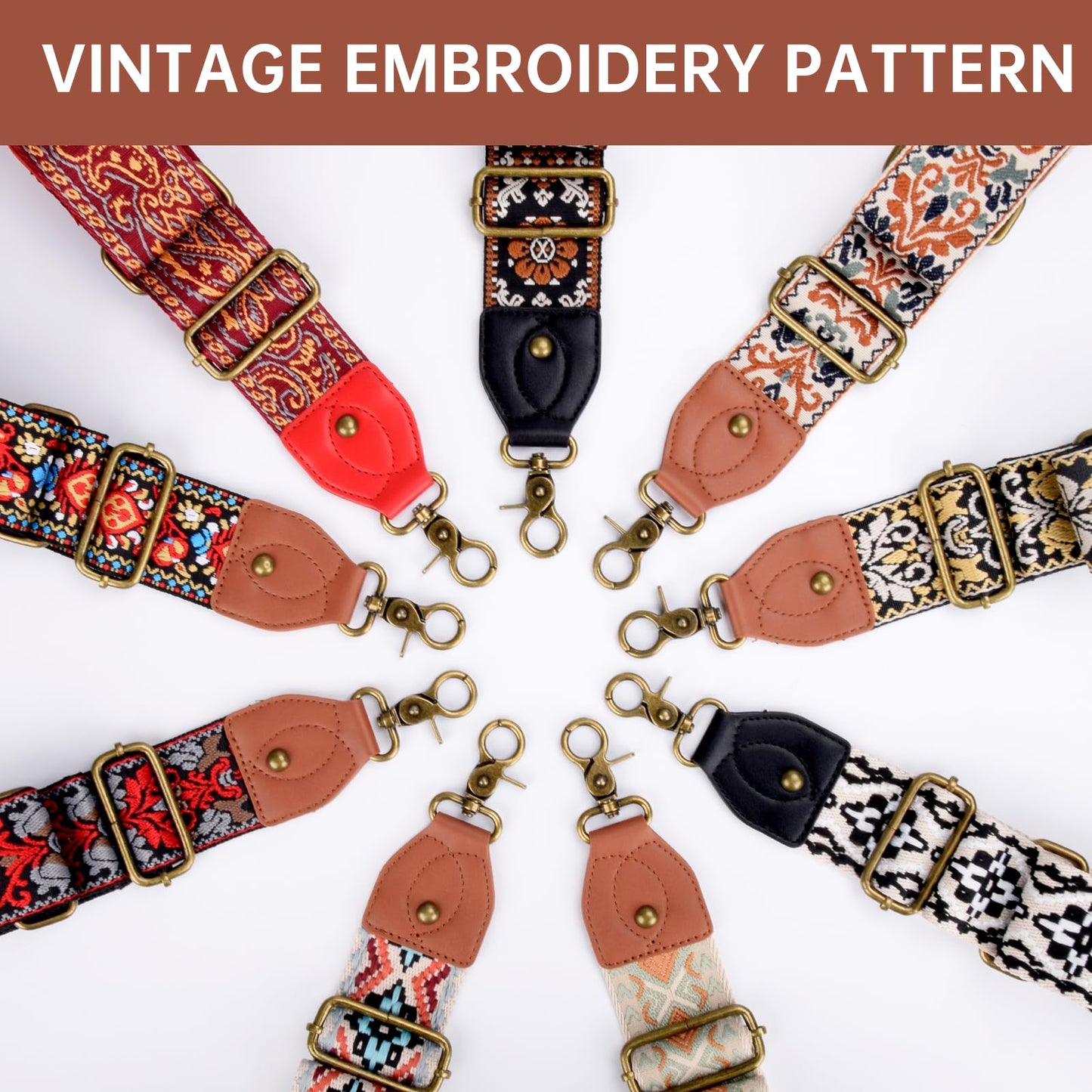 Dksongr Purse Strap Replacement Crossbody Adjustable Bag Strap Retro Jacquard Embroidery 2" Shoulder Strap for Women Handbags