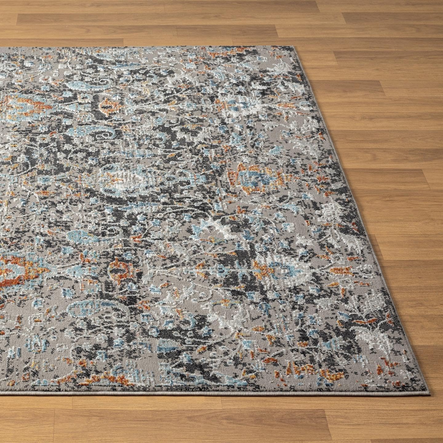 LUXE WEAVERS Vintage Floral Gray Area Rug 4x5 Area Rug