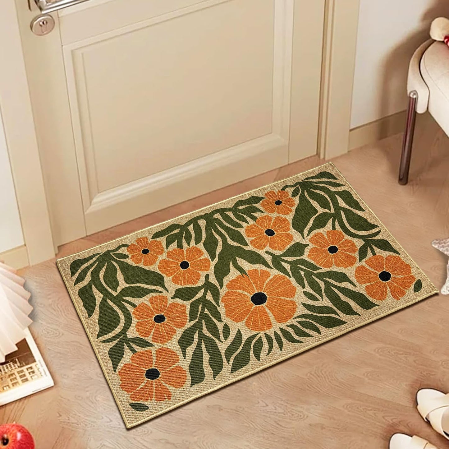 Front Door Mat Home Mats for Outside Enterway Indoor Outdoor Entrance Flower Doormats with Non-Slip Backing Floor Mats for Family Housewarming Gifts Summer Home Rugs for Bedroom Kitchen 16.9"x29.9"