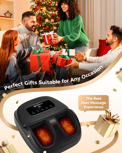 Shiatsu Foot Massager Machine with Heat, 2025 Upgrade Deep Kneading, Full Foot Massager with Remote for Plantar Fasciitis, Neuropathy, Birthday Gifts for Women Mom Men Dad, Up to Foot Size 14