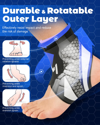Ankle Brace for Men Women, Adjustable Stabilizer for Sprained Ankle Support, Breathable Low-Profile Lace Up Brace with Straps to Prevent Rolling, for Basketball Running & Sports (Purple*2)