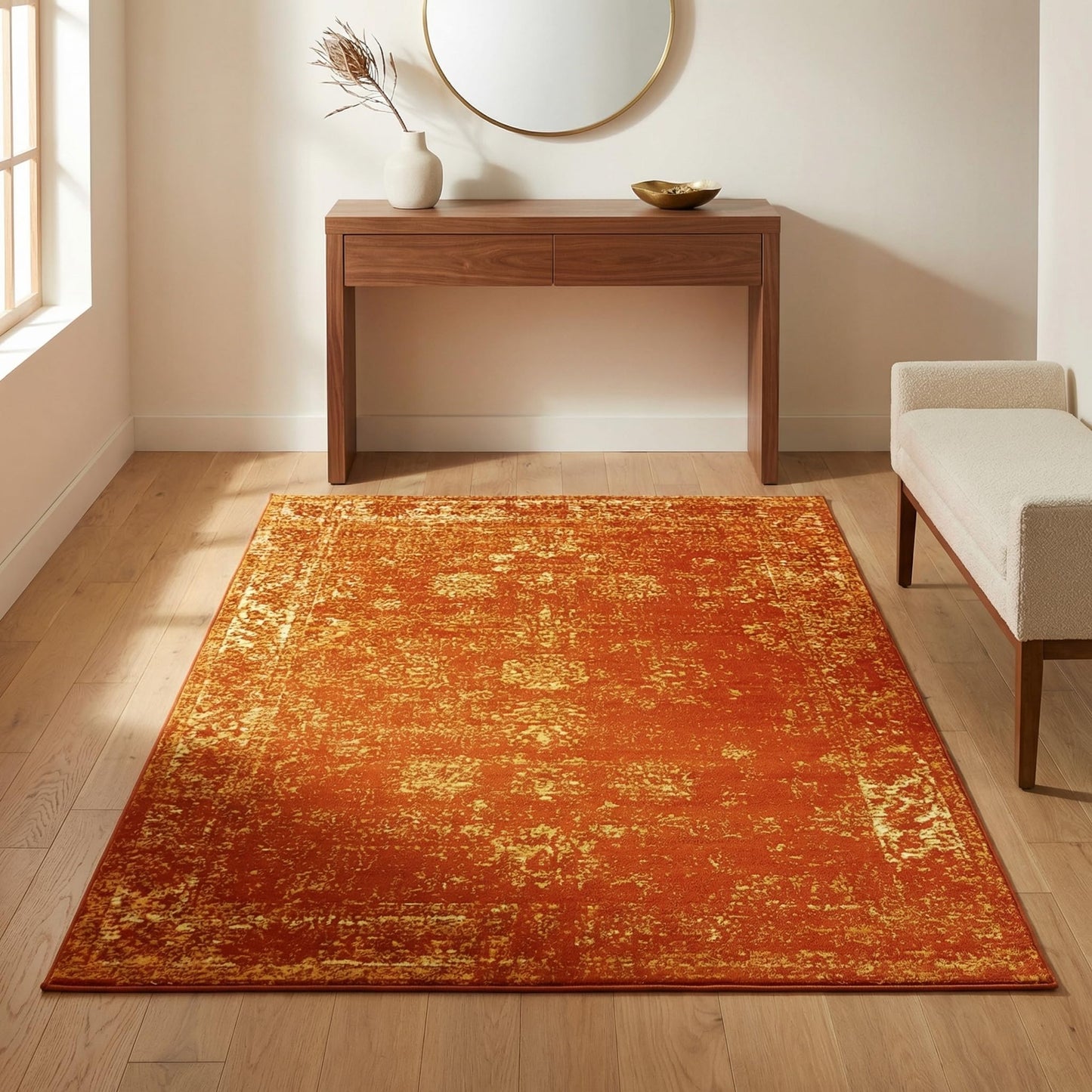 Unique Loom Sofia Collection Area Rug - Casino (4' 1" x 6' 1" Rectangle, Orange/ Ivory)