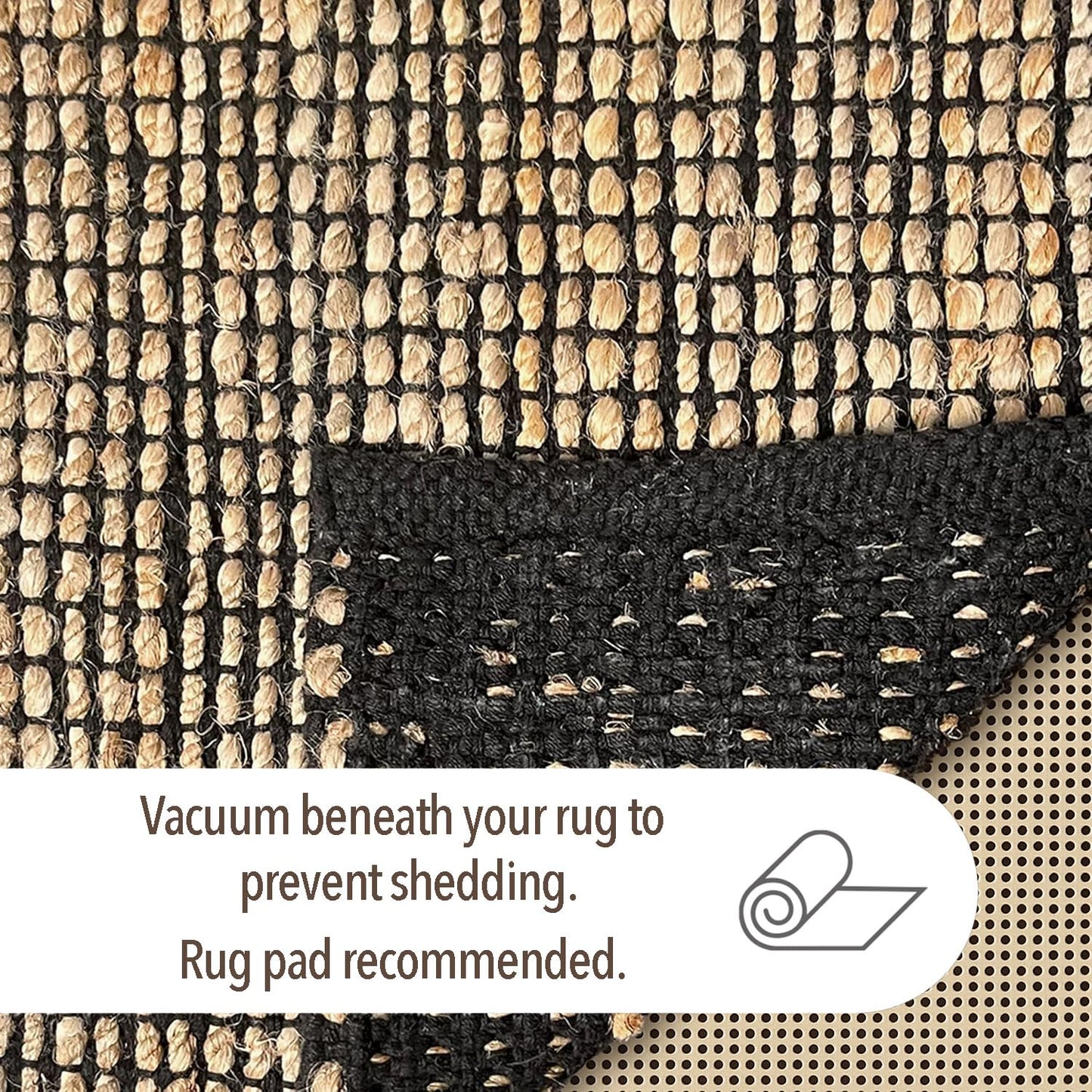 Chardin home 2x5 Jute Cotton Hand Woven Runner Rug | Braided Hallway Rug, Boho Rustic Style, Natural Jute/Black | Farmhouse Vintage Rugs for Entryway, Hallway, Foyer, or Kitchen