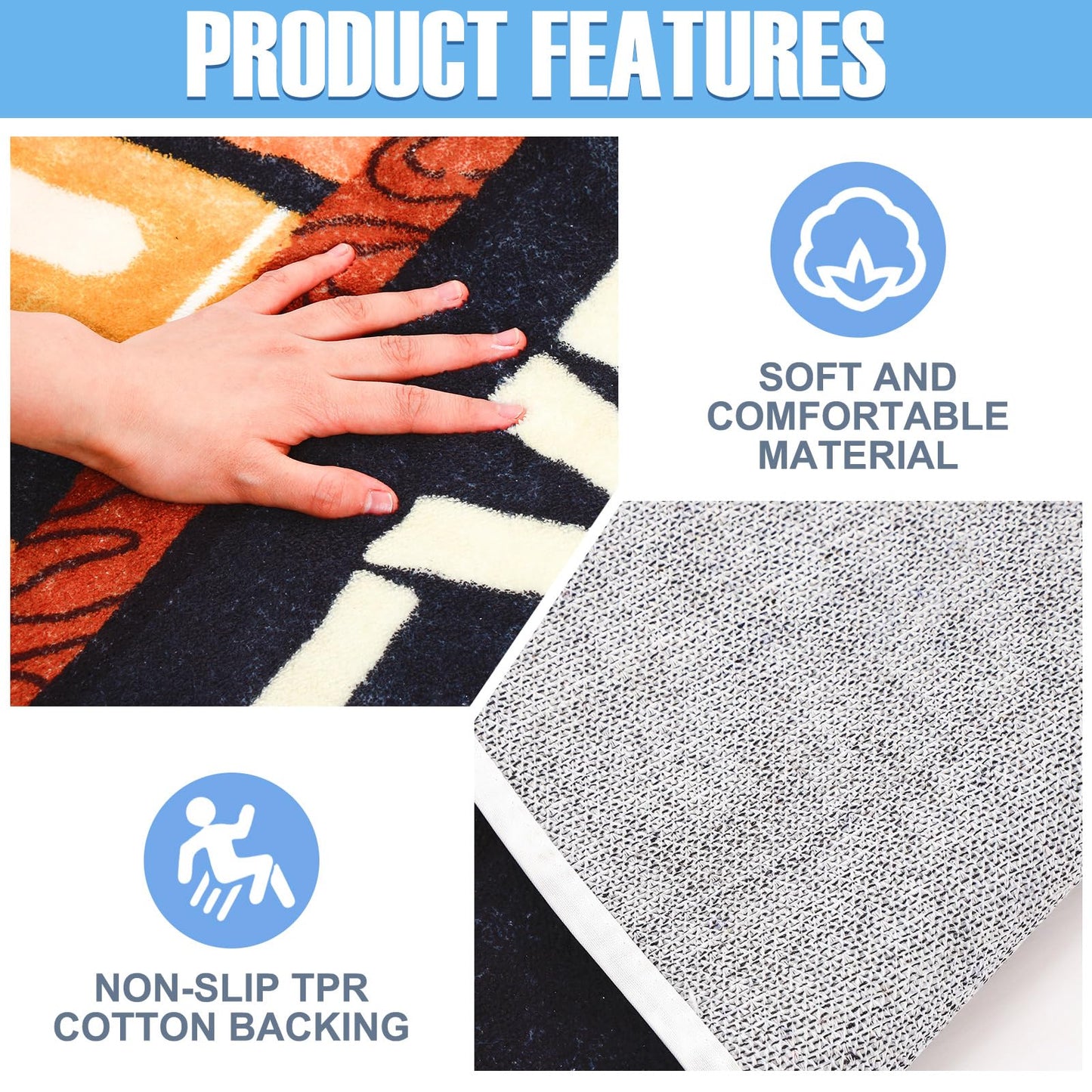 HunnmingRe Vintage Classroom School Rug Library Rug Bookshelf Area Mat Washable Non Slip Soft Fluffy Mat for Classroom Library Living Room Bedroom, 5 x 7 Feet