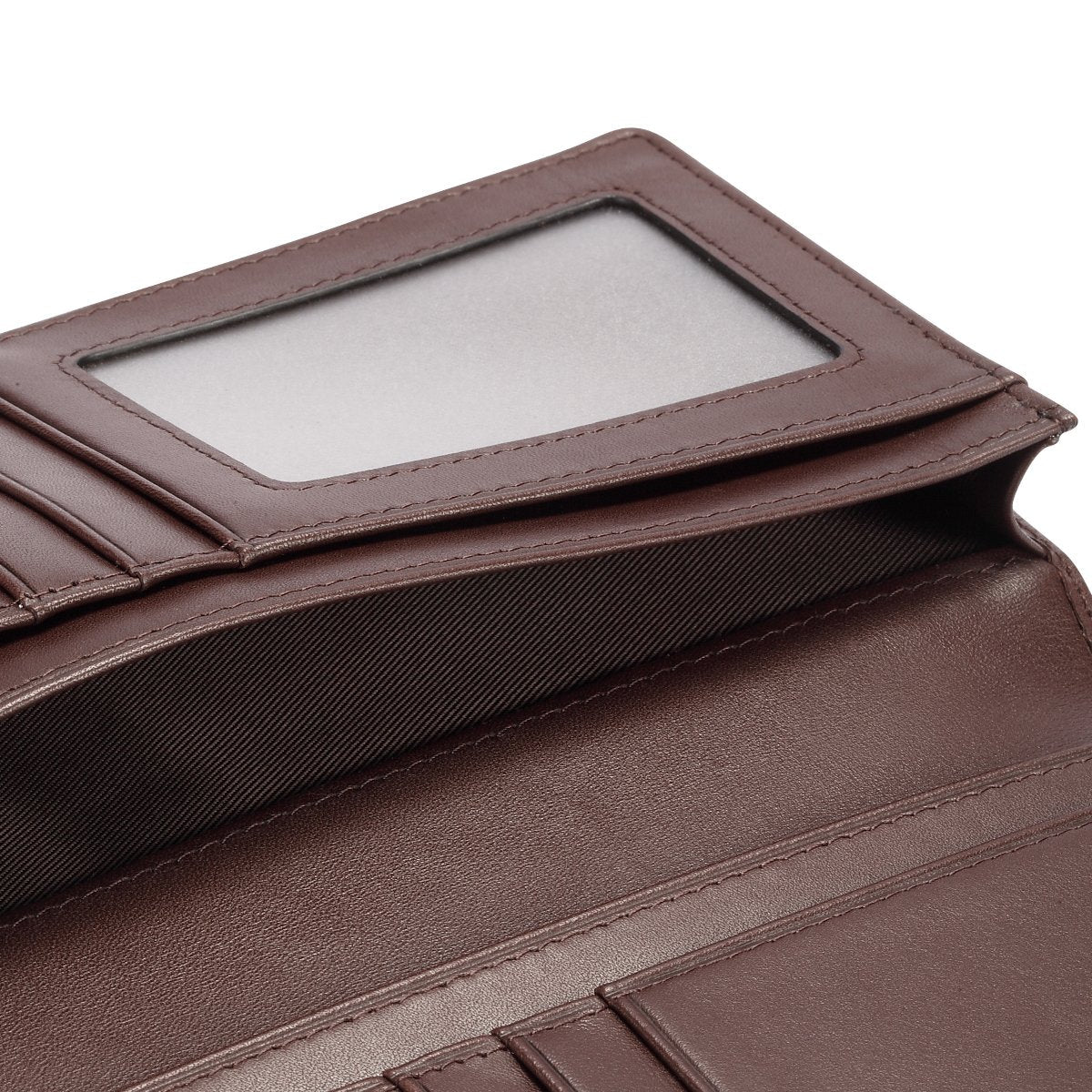 HISCOW Bifold Long Wallet with 15 Credit Card Slots - Italian Calfskin (Coffee)