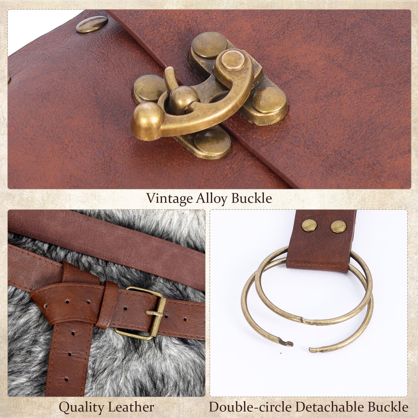 Renaissance Belt Pouch Set with Fanny Pack, Coin Purse, Viking Bracer Hook & Skirt Hike Loop for Faire & Cosplay Belt