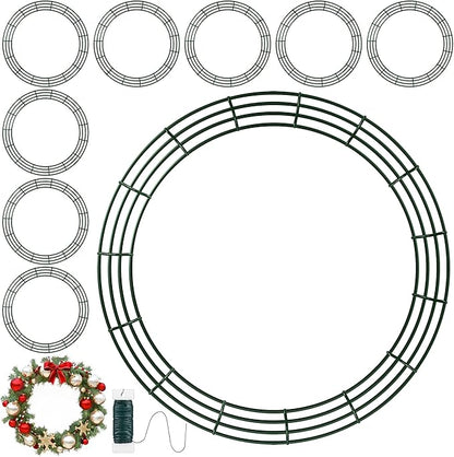 Fovths 24 Pieces Metal Christmas Wire Wreath Frame 30 Inch Green Wreath Ring with Floral Wire Form Front Door Garland Frame for Christmas Wedding Home DIY Crafts Supplies