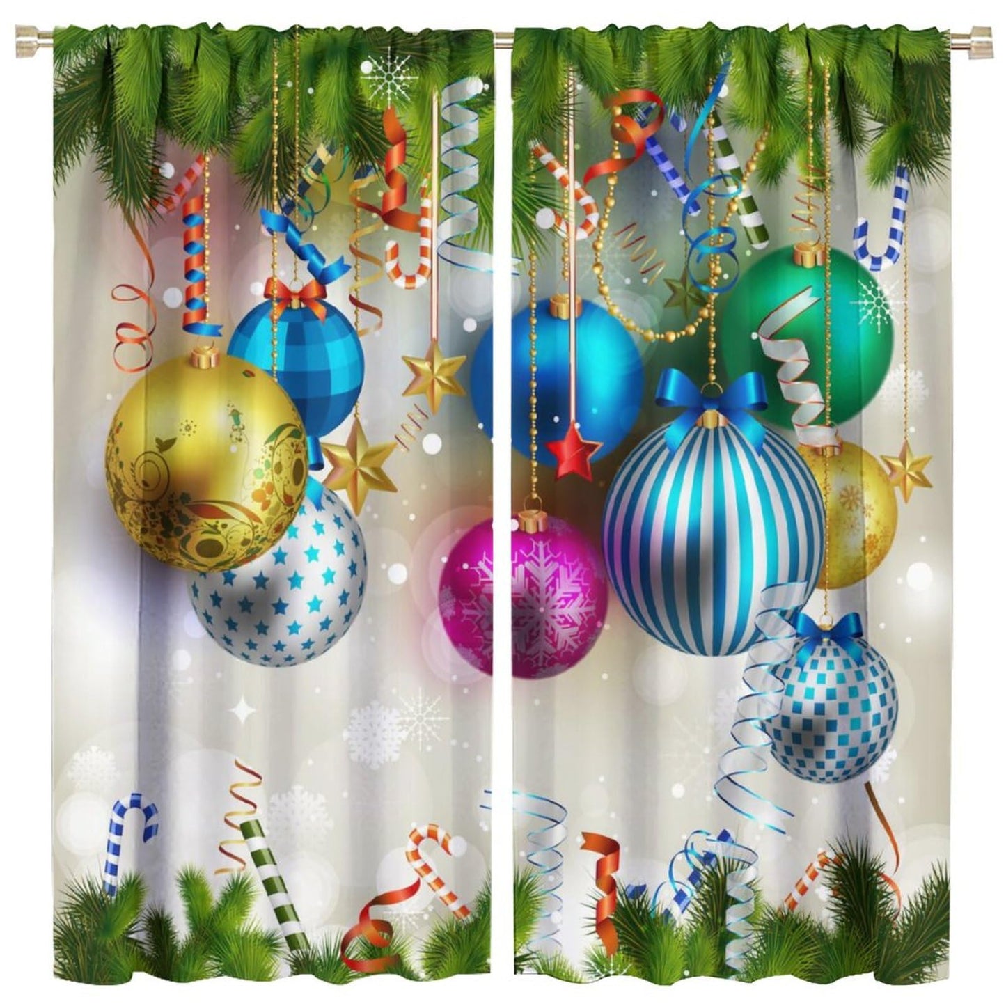ICMOLYYENLO Christmas Curtains Winter Snowman Christmas Snowflake Rod Pocket Curtains for Bedroom Living Room Christmas Decoration New Year Gift 42x45 Inch Decor 2 Piece Set