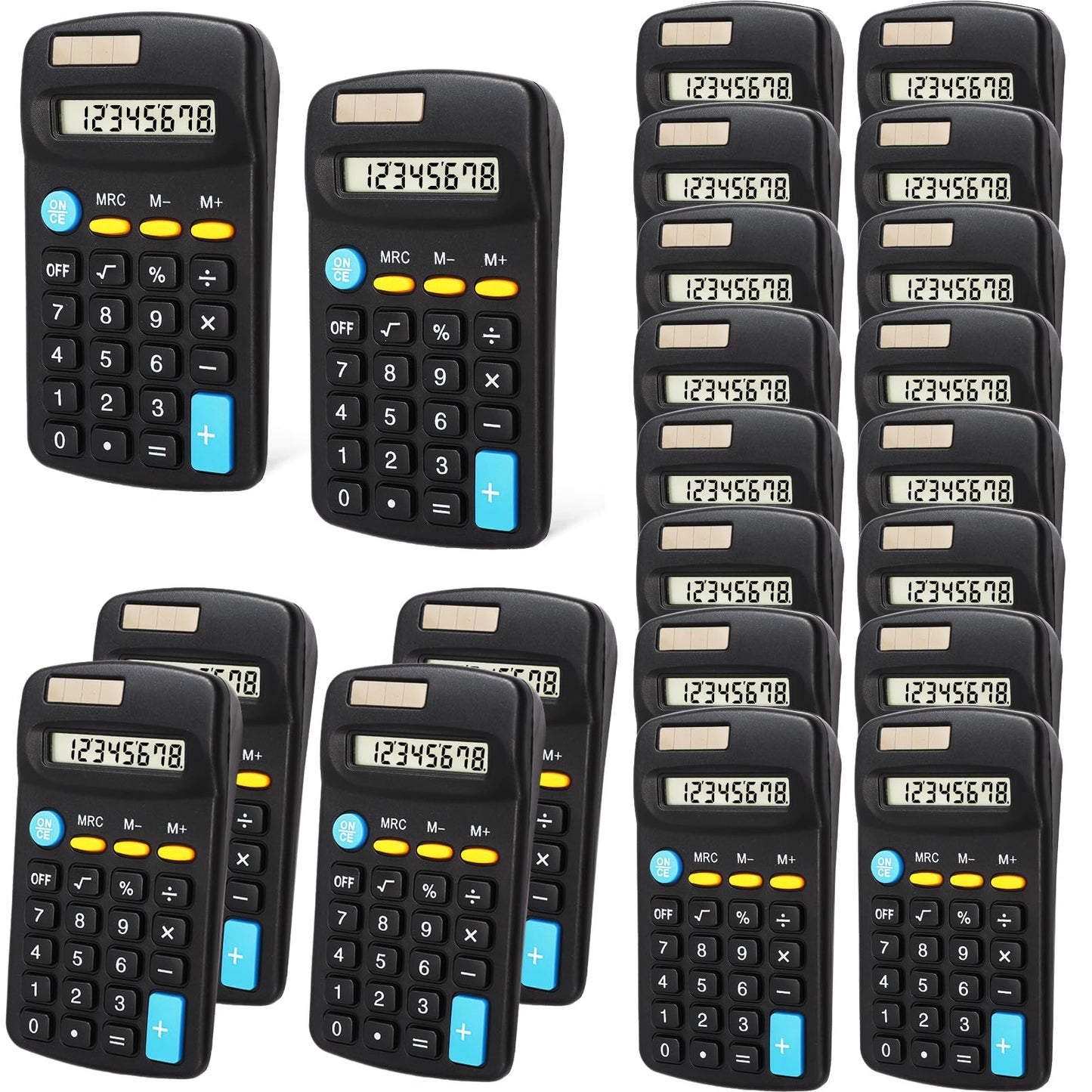 Dyrfolm 24 Pieces Pocket Size Mini Calculators,Pocket Calculator,Solar Battery Dual Power Desktop Calculators,8 Digit Display Basic Calculator for Students Kids Home Office(Black)