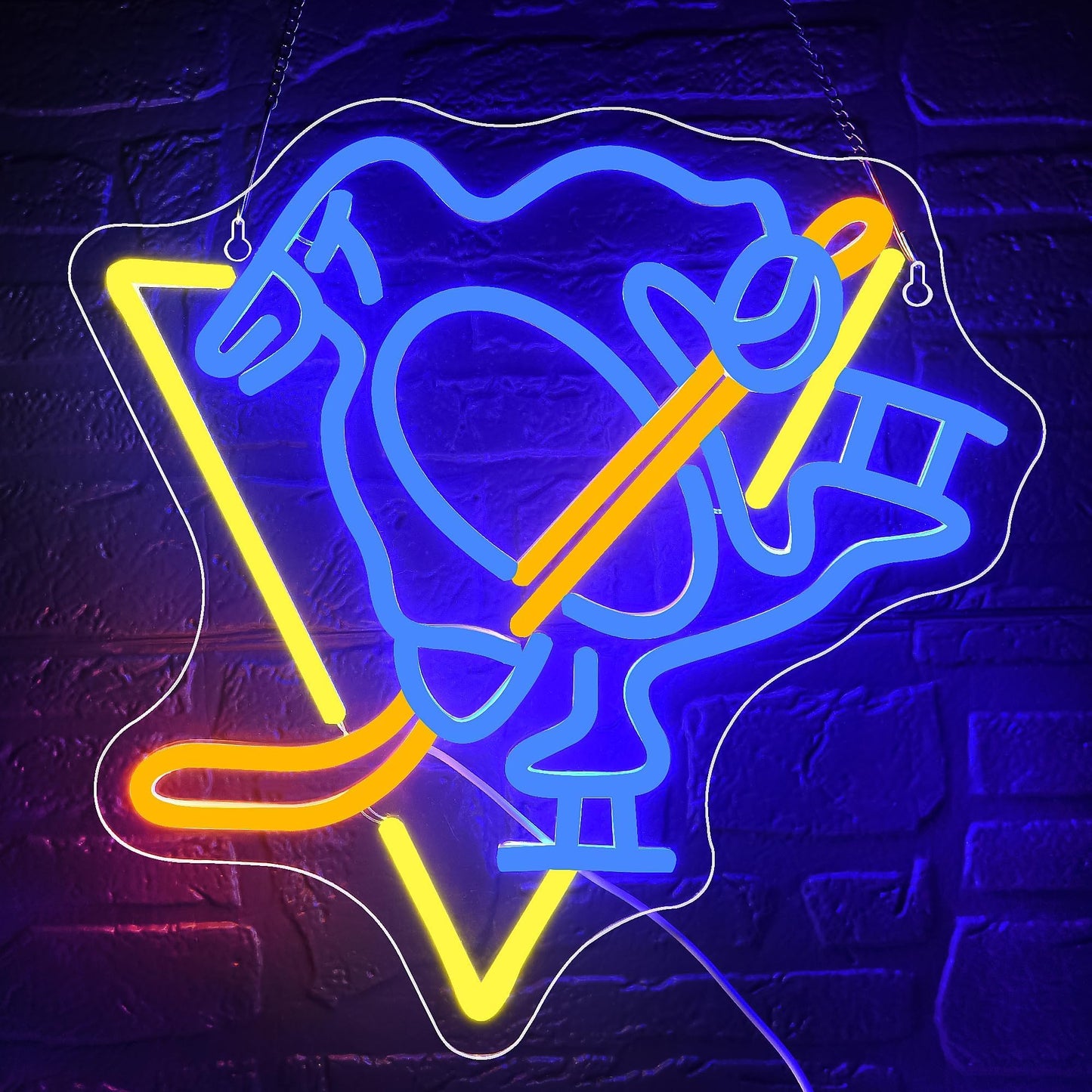 Ice Hockey Neon Sign,Hockey Team Logo Light,Ice Hockey Neon Light Sign,Sports Decor,Hockey Light,Hockey Club Decor,Gifts for Boys,Ice Hockey Fans,Size 13.4 * 13.4 inches(FMXD144)