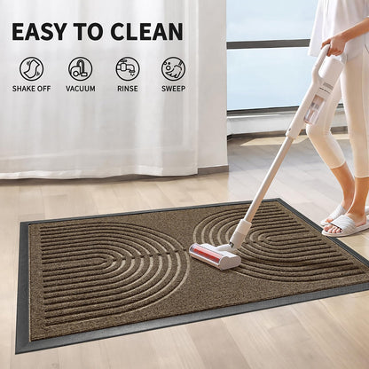 RORA Front Door Mat, Heavy Duty Door Rugs Outside Entrance,Non Slip Welcome Mats Indoor, Natural Rubber Doormat for Entryway, Patio, Garage, Porch, 29.5"x17", Brown