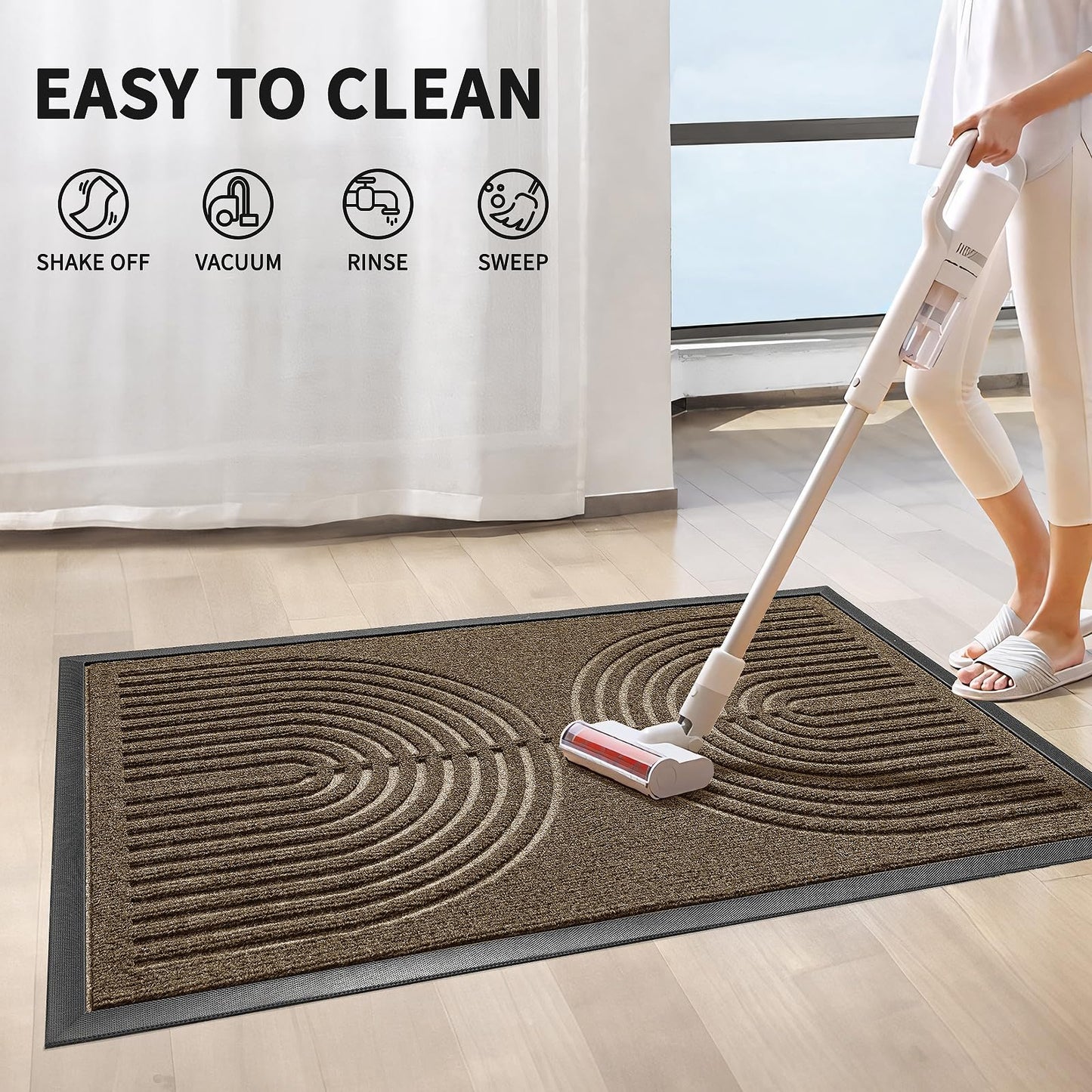 Heavy Duty Door mat Outdoor Indoor Entrance, Non Slip Welcome Mat, Natural Rubber Floor Mat for Entryway, Patio, Garage, Porch, 32"x47",Brown