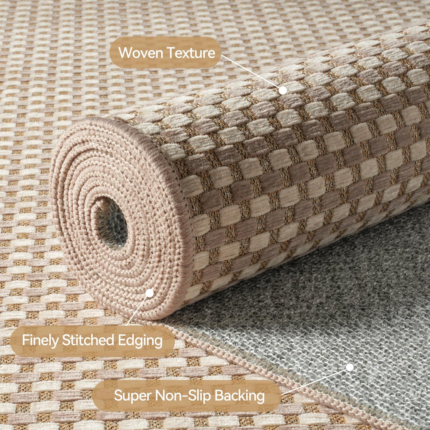 YDKGL 2x6 ft Kitchen Runner Rug Mat Non Slip Boho Woven Hallway Runner Washable, Soft Long Entryway Laundry Hall Floor Runners Rugs Carpet for Indoor Backdoor Bedroom Kitchen Living Room, Brown