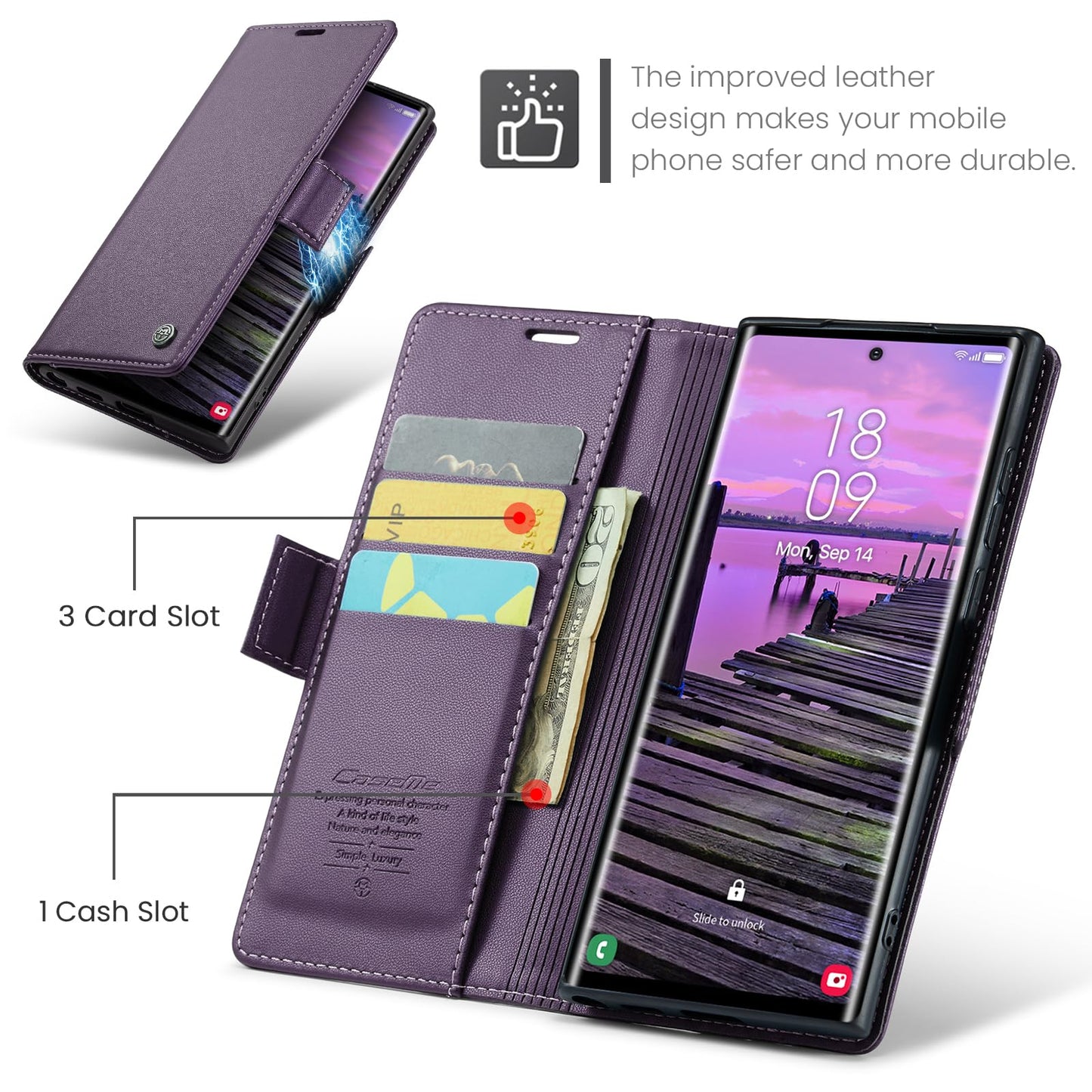 FCOZCKLOM Compatible with Samsung Galaxy S24 Ultra Wallet Case[RFID Blocking], PU Leather Flip Cover with Kickstand Card Holder for Galaxy S24 Ultra 6.8 inch (Purple)